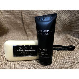 Set of 2 Men's Shower Bundle Michel Germaine Bar String Soap and Shave Balm